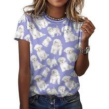 Load image into Gallery viewer, Watercolor Celebration Bichon Frise Women&#39;s Cotton T-Shirt-Apparel-Apparel, Bichon Frise, Dog Mom Gifts, Shirt, T Shirt-2XS-Lavender Purple-40