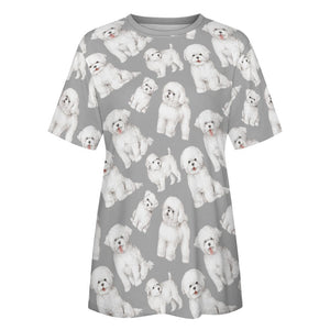 Watercolor Celebration Bichon Frise Women's Cotton T-Shirt-Apparel-Apparel, Bichon Frise, Dog Mom Gifts, Shirt, T Shirt-32