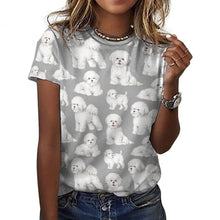 Load image into Gallery viewer, Watercolor Celebration Bichon Frise Women&#39;s Cotton T-Shirt-Apparel-Apparel, Bichon Frise, Dog Mom Gifts, Shirt, T Shirt-33