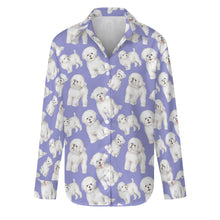 Load image into Gallery viewer, Watercolor Celebration Bichon Frise Women&#39;s Shirt-Apparel-Apparel, Bichon Frise, Dog Mom Gifts, Shirt-S-Lavender Purple-35