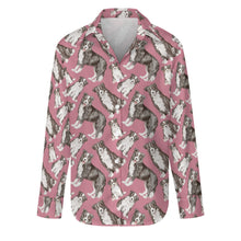 Load image into Gallery viewer, Watercolor Celebration Border Collie Women&#39;s Shirt-S-PaleVioletRed-14