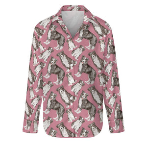 Watercolor Celebration Border Collie Women's Shirt-S-PaleVioletRed-14