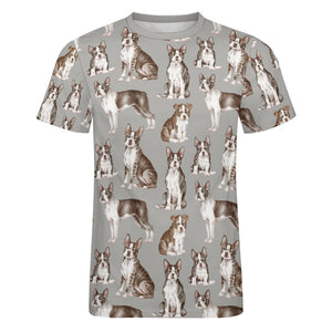 Watercolor Celebration Boston Terriers Men's Cotton T-Shirt-Apparel-Apparel, Boston Terrier, Dog Dad Gifts, Shirt, T Shirt-24