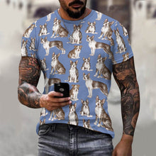 Load image into Gallery viewer, Watercolor Celebration Boston Terriers Men&#39;s Cotton T-Shirt-Apparel-Apparel, Boston Terrier, Dog Dad Gifts, Shirt, T Shirt-2