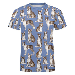 Watercolor Celebration Boston Terriers Men's Cotton T-Shirt-Apparel-Apparel, Boston Terrier, Dog Dad Gifts, Shirt, T Shirt-9