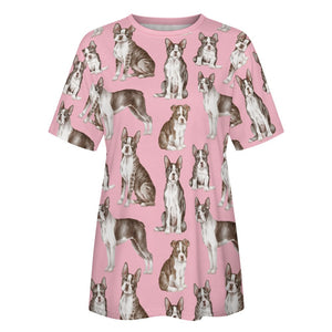 Watercolor Celebration Boston Terriers Women's Cotton T-Shirt-Apparel-Apparel, Boston Terrier, Dog Mom Gifts, Shirt-6