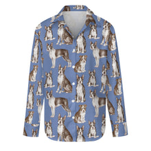 Load image into Gallery viewer, Watercolor Celebration Boston Terriers Women's Shirt-Apparel-Apparel, Boston Terrier, Dog Mom Gifts, Shirt-S-CornflowerBlue-18