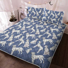 Load image into Gallery viewer, Watercolor Celebration Dalmatians Quilted Bedding Set - 5 Colors-Bedding-Bedding, Blankets, Dalmatian, Home Decor-Cornflower Blue-Twin-With Matching Pillowcases-11