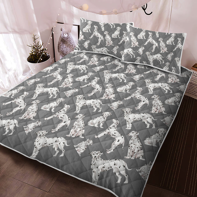 Watercolor Celebration Dalmatians Quilted Bedding Set - 5 Colors-Bedding-Bedding, Blankets, Dalmatian, Home Decor-1