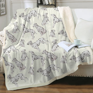 Watercolor Celebration Dalmatians Sherpa Fleece Blanket - 8 Colors-Blanket-Bedding, Blankets, Dalmatian, Home Decor-8