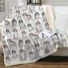 Load image into Gallery viewer, Watercolor Celebration English Springer Spaniels Fleece Blanket - 8 Colors-Blanket-Bedding, Blankets, English Springer Spaniel, Home Decor-14