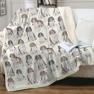 Watercolor Celebration English Springer Spaniels Fleece Blanket - 8 Colors-Blanket-Bedding, Blankets, English Springer Spaniel, Home Decor-8