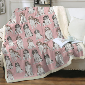 Watercolor Celebration English Springer Spaniels Fleece Blanket - 8 Colors-Blanket-Bedding, Blankets, English Springer Spaniel, Home Decor-13