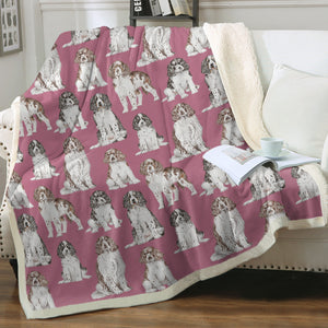 Watercolor Celebration English Springer Spaniels Fleece Blanket - 8 Colors-Blanket-Bedding, Blankets, English Springer Spaniel, Home Decor-Dusty Pink-Single-18