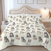 Load image into Gallery viewer, Watercolor Celebration French Bulldogs Quilted Bedding Set-Bedding-Bedding,Blankets,Christmas,Home Decor-6
