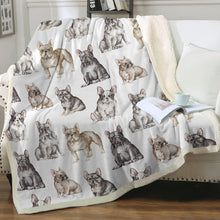 Load image into Gallery viewer, Watercolor Celebration French Bulldogs Sherpa Fleece Blanket - 8 Colors-Blanket-Bedding, Blankets, French Bulldog, Home Decor-14