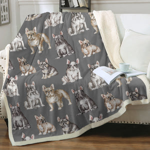 Watercolor Celebration French Bulldogs Sherpa Fleece Blanket - 8 Colors-Blanket-Bedding, Blankets, French Bulldog, Home Decor-11