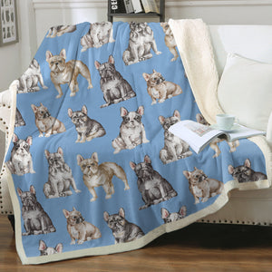 Watercolor Celebration French Bulldogs Sherpa Fleece Blanket - 8 Colors-Blanket-Bedding, Blankets, French Bulldog, Home Decor-12