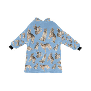 Watercolor Celebration German Shepherds Blanket Hoodie-Blanket-Apparel, Blanket Hoodie, Blankets, Dog Mom Gifts, German Shepherd-Sky Blue-ONE SIZE-20