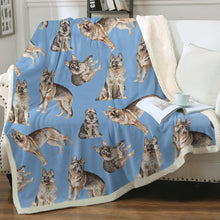 Load image into Gallery viewer, Watercolor Celebration German Shepherds Sherpa Fleece Blanket - 8 Colors-Blanket-Bedding, Blankets, German Shepherd, Home Decor-5