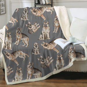 Watercolor Celebration German Shepherds Sherpa Fleece Blanket - 8 Colors-Blanket-Bedding, Blankets, German Shepherd, Home Decor-7