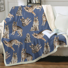 Load image into Gallery viewer, Watercolor Celebration German Shepherds Sherpa Fleece Blanket - 8 Colors-Blanket-Bedding, Blankets, German Shepherd, Home Decor-Cornflower Blue-Single-20