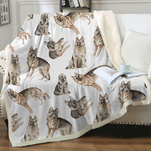 Watercolor Celebration German Shepherds Sherpa Fleece Blanket - 8 Colors-Blanket-Bedding, Blankets, German Shepherd, Home Decor-Crisp White-Single-17