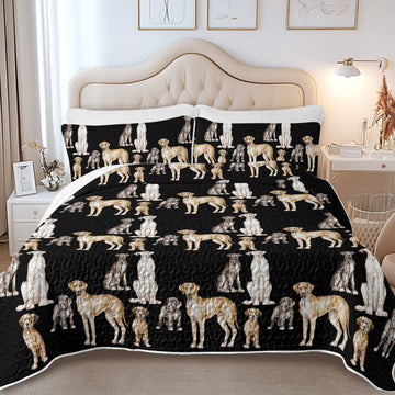Watercolor Celebration Great Danes Quilted Bedding Set-Bedding-Bedding,Blankets,Christmas,Home Decor-10