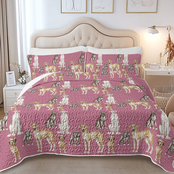 Watercolor Celebration Great Danes Quilted Bedding Set-Bedding-Bedding,Blankets,Christmas,Home Decor-13