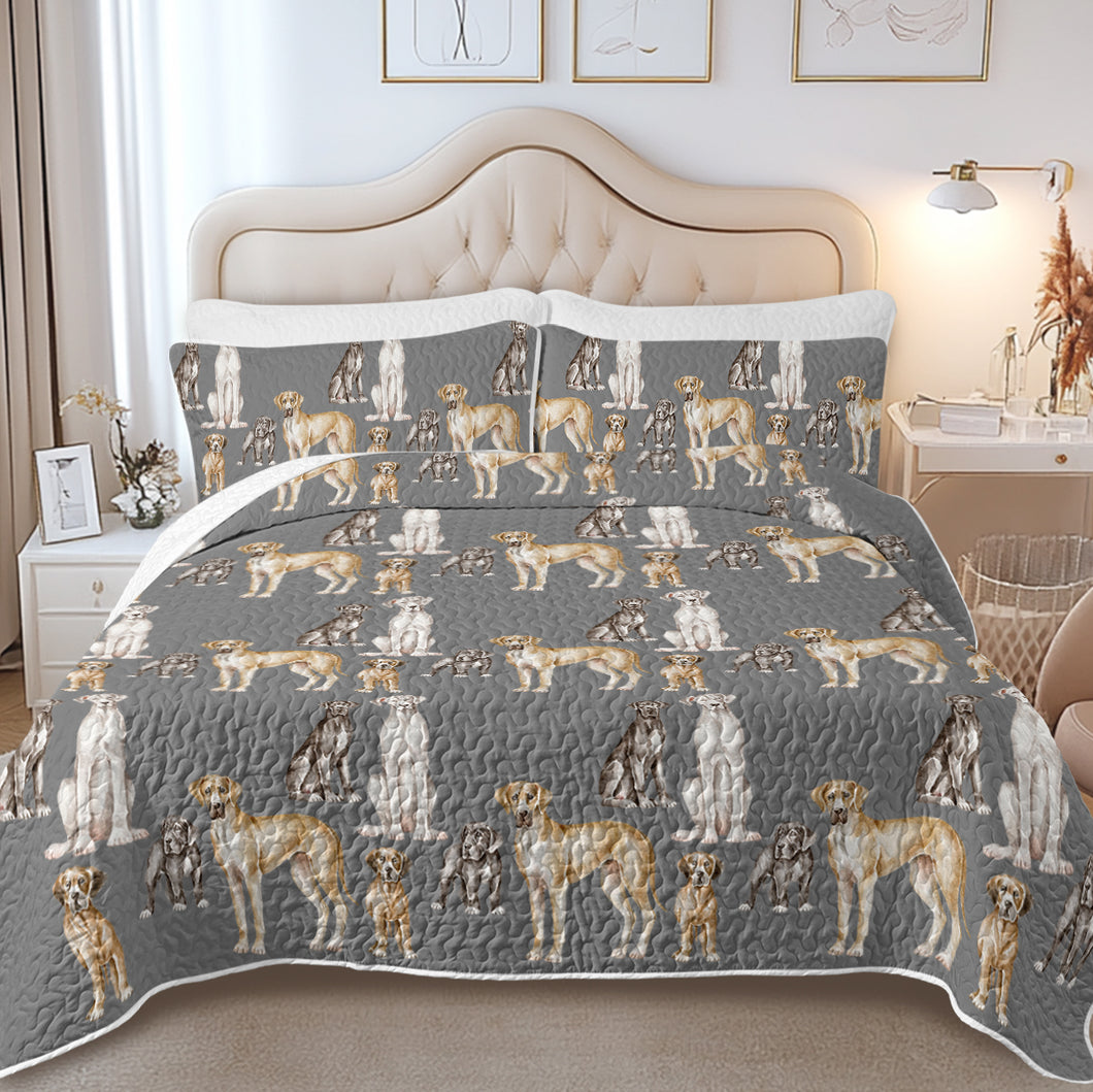 Watercolor Celebration Great Danes Quilted Bedding Set-Bedding-Bedding,Blankets,Christmas,Home Decor-14