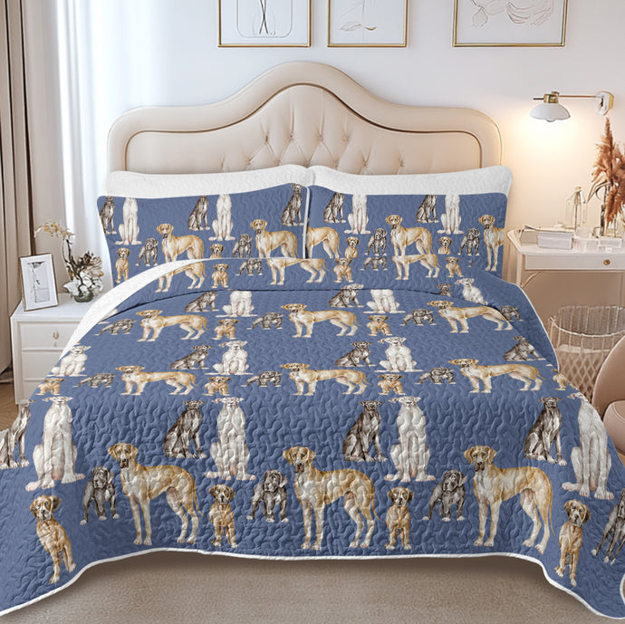 Watercolor Celebration Great Danes Quilted Bedding Set-Bedding-Bedding,Blankets,Christmas,Home Decor-7