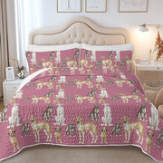 Watercolor Celebration Great Danes Quilted Bedding Set-Bedding-Bedding,Blankets,Christmas,Home Decor-8