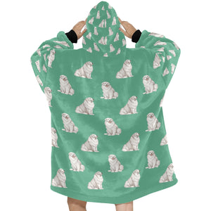 Watercolor Celebration Great Pyrenees Blanket Hoodie-Blanket-Apparel, Blanket Hoodie, Blankets, Dog Mom Gifts, Great Pyrenees-10