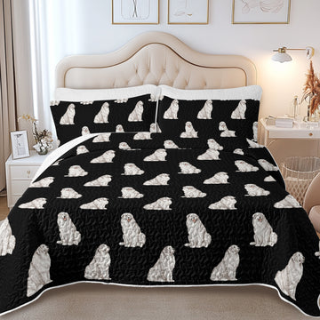 Watercolor Celebration Great Pyrenees Quilted Bedding Set-Bedding-Bedding,Blankets,Christmas,Home Decor-10