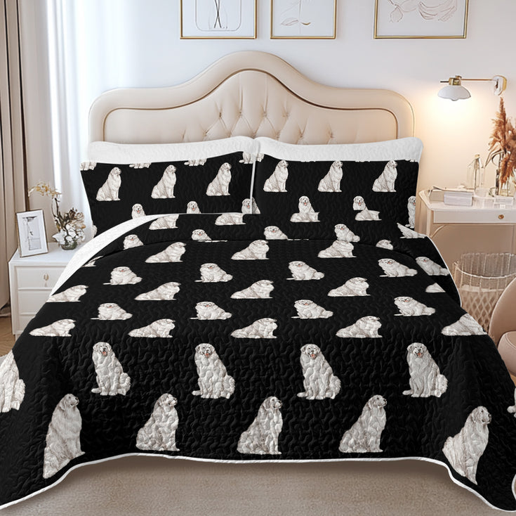Watercolor Celebration Great Pyrenees Quilted Bedding Set-Bedding-Bedding,Blankets,Christmas,Home Decor-10