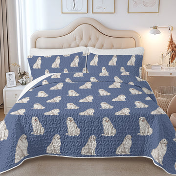 Watercolor Celebration Great Pyrenees Quilted Bedding Set-Bedding-Bedding,Blankets,Christmas,Home Decor-12