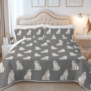 Watercolor Celebration Great Pyrenees Quilted Bedding Set-Bedding-Bedding,Blankets,Christmas,Home Decor-14