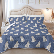 Watercolor Celebration Great Pyrenees Quilted Bedding Set-Bedding-Bedding,Blankets,Christmas,Home Decor-7