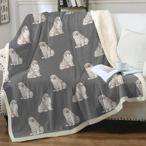 Watercolor Celebration Great Pyrenees Sherpa Fleece Blanket - 8 Colors-Blanket-Bedding, Blankets, Great Pyrenees, Home Decor-Parisian Gray-Single-16