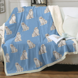 Watercolor Celebration Great Pyrenees Sherpa Fleece Blanket - 8 Colors-Blanket-Bedding, Blankets, Great Pyrenees, Home Decor-Sky Blue-Single-21