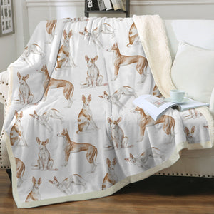 Watercolor Celebration Ibizan Hound Sherpa Fleece Blanket - 8 Colors-Blanket-Bedding, Blankets, Home Decor, Ibizan Hound-3