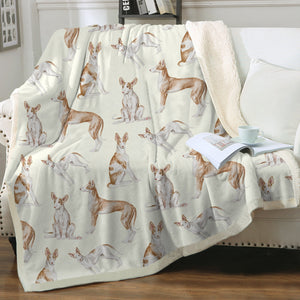 Watercolor Celebration Ibizan Hound Sherpa Fleece Blanket - 8 Colors-Blanket-Bedding, Blankets, Home Decor, Ibizan Hound-4