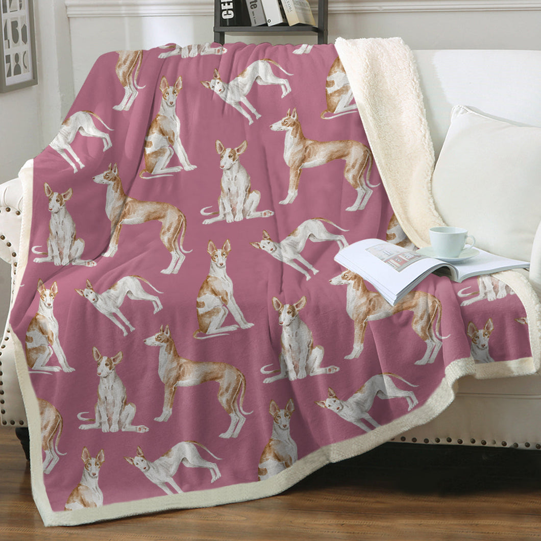 Watercolor Celebration Ibizan Hound Sherpa Fleece Blanket - 8 Colors-Blanket-Bedding, Blankets, Home Decor, Ibizan Hound-Dusty Pink-Single-15