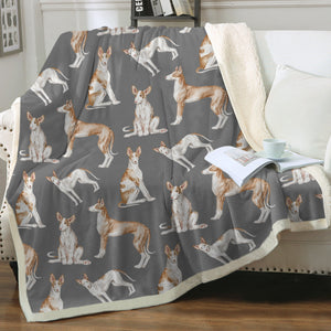 Watercolor Celebration Ibizan Hound Sherpa Fleece Blanket - 8 Colors-Blanket-Bedding, Blankets, Home Decor, Ibizan Hound-Parisian Gray-Single-21