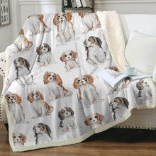 Load image into Gallery viewer, Watercolor Celebration King Charles Spaniels Fleece Blanket - 8 Colors-Blanket-Bedding, Blankets, Cavalier King Charles Spaniel, Home Decor-14