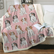 Load image into Gallery viewer, Watercolor Celebration King Charles Spaniels Fleece Blanket - 8 Colors-Blanket-Bedding, Blankets, Cavalier King Charles Spaniel, Home Decor-13