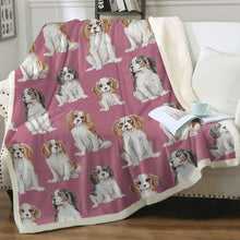 Load image into Gallery viewer, Watercolor Celebration King Charles Spaniels Fleece Blanket - 8 Colors-Blanket-Bedding, Blankets, Cavalier King Charles Spaniel, Home Decor-10