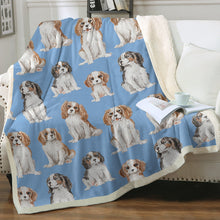 Load image into Gallery viewer, Watercolor Celebration King Charles Spaniels Fleece Blanket - 8 Colors-Blanket-Bedding, Blankets, Cavalier King Charles Spaniel, Home Decor-12