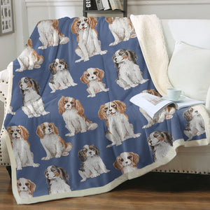 Watercolor Celebration King Charles Spaniels Fleece Blanket - 8 Colors-Blanket-Bedding, Blankets, Cavalier King Charles Spaniel, Home Decor-9