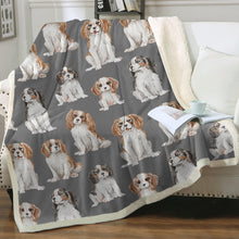 Load image into Gallery viewer, Watercolor Celebration King Charles Spaniels Fleece Blanket - 8 Colors-Blanket-Bedding, Blankets, Cavalier King Charles Spaniel, Home Decor-11